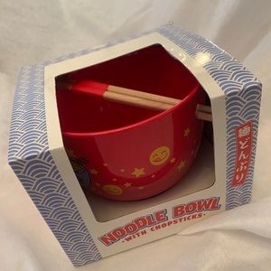 Ceramic Noodle bowl with wooden chopsticks- NWT